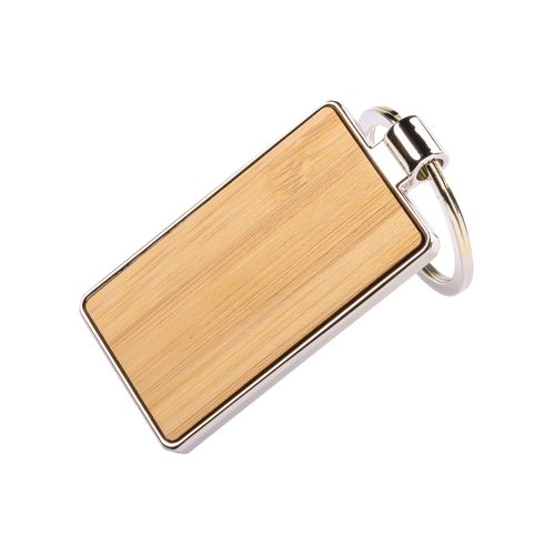 Porte-clés rectangulaire en métal avec façade en bambou - 6