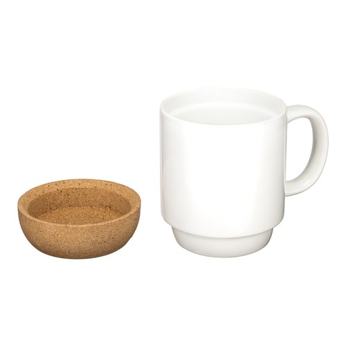 410 ml ceramic mug with separable cork base 410 ml ceramic mug with separable cork base