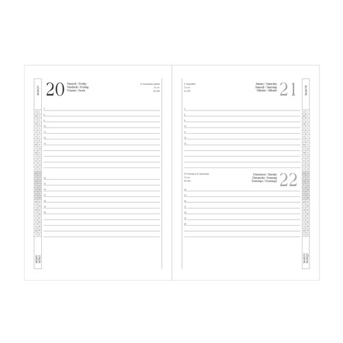 Agenda journalier 2025, couverture avec bordure piquée, porte-stylo et papier blanc - 2