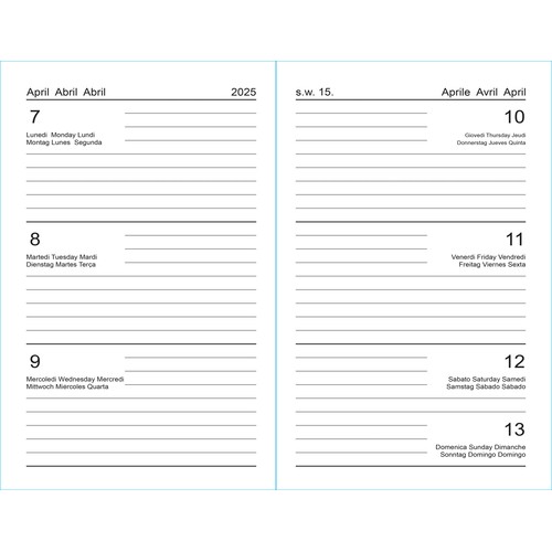 Agenda hebdomadaire 2025 avec couverture en PET-R avec piqûres de bordure et porte-stylo - 2
