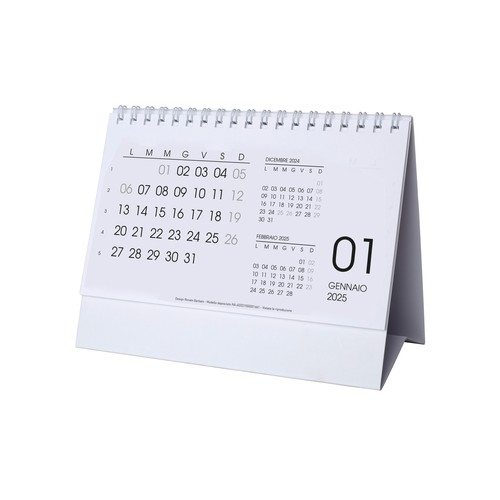 Calendrier de bureau mensuel 2025, 13 feuilles sur carton noir, spirale - 3