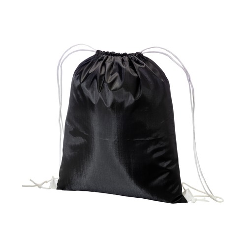 Sac à dos noir en polyester 210 T avec fermeture à cordons et cordons colorés - 1