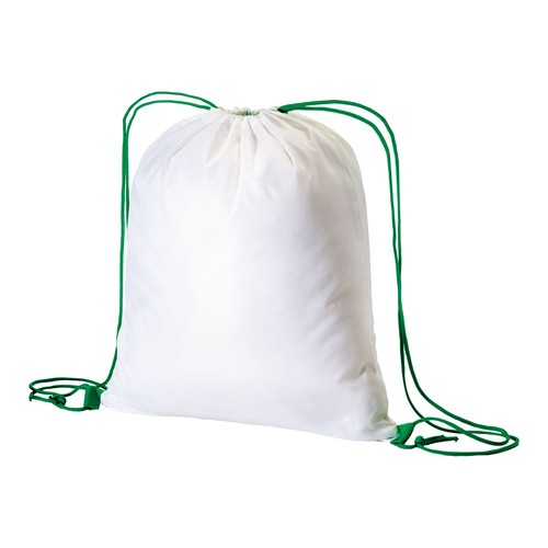 Sac à dos blanc en polyester 210 T avec fermeture à cordons et cordons colorés - 1