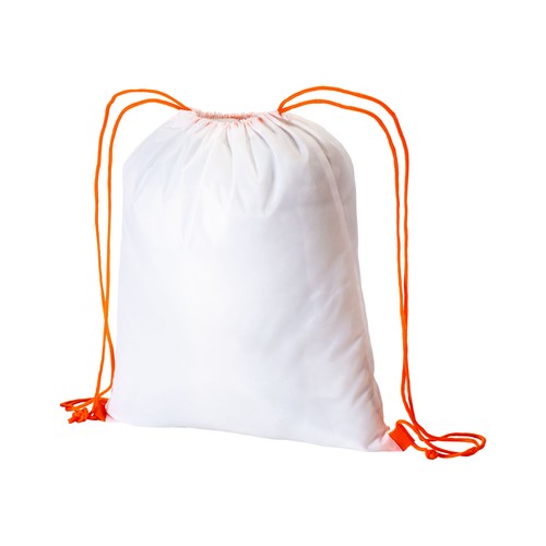Sac à dos blanc en polyester 210 T avec fermeture à cordons et cordons colorés - 1