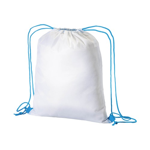 Sac à dos blanc en polyester 210 T personnalisé avec fermeture à cordons et cordons colorés