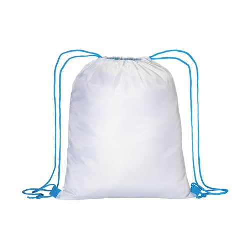 Sac à dos blanc en polyester 210 T avec fermeture à cordons et cordons colorés - 2