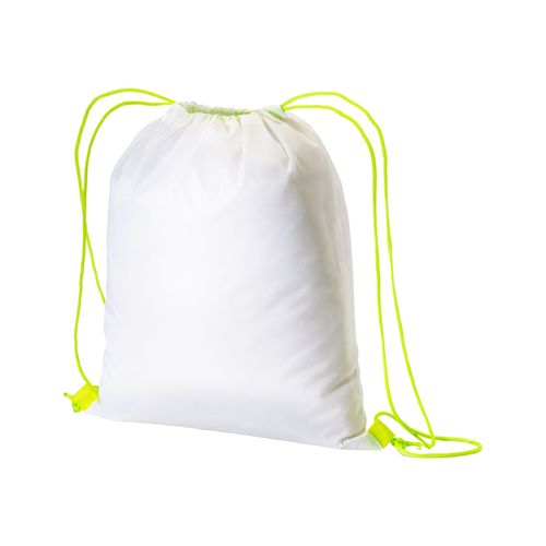 Sac à dos blanc en polyester 210 T avec fermeture à cordons et cordons colorés - 1