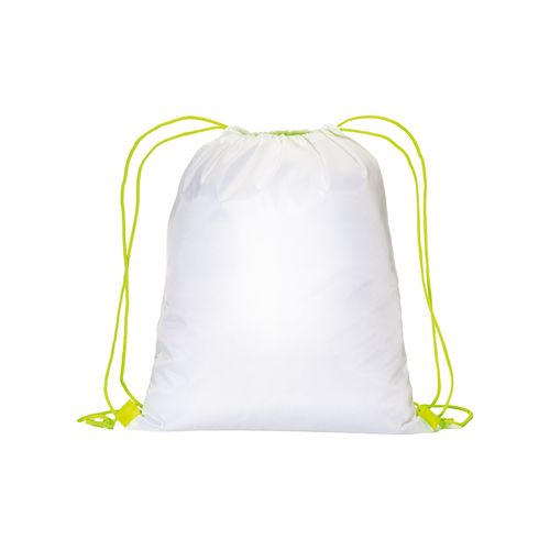 Sac à dos blanc en polyester 210 T avec fermeture à cordons et cordons colorés - 2
