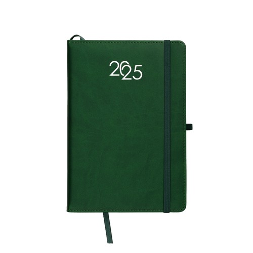 Agenda journalier 2025 avec couverture en PU recyclé avec surpiqûres et porte-stylo - 4