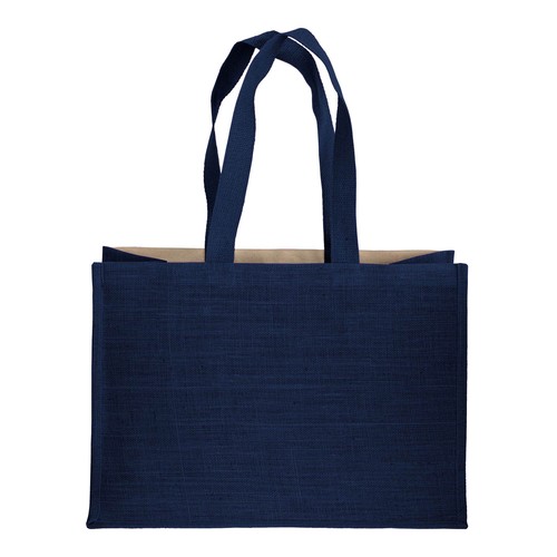 Tote-bag avec soufflet en coton 280 g/m2, détails en toile de jute, anses longues - 4