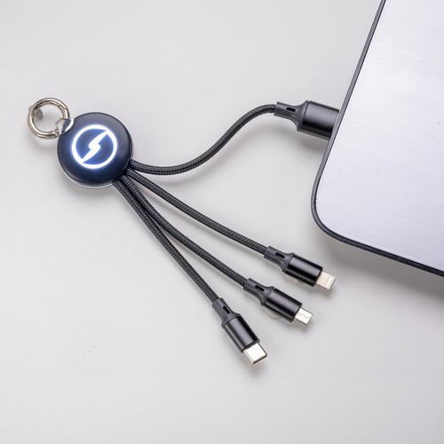 Set de câbles Micro USB, lighthing, type C avec LED - 3