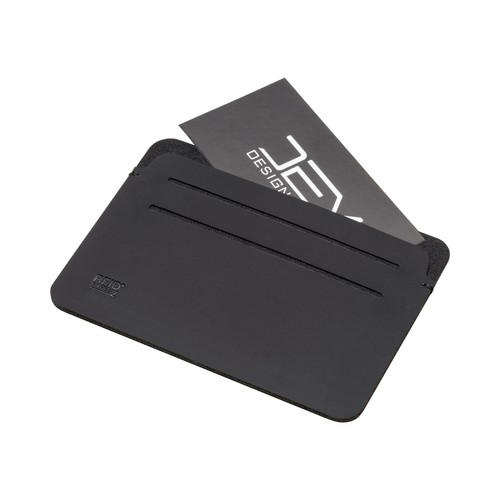 TARJETERO RFID DE PU SUAVE. CON SEIS COMPARTIMENTOS PARA TARJETAS Y LOGOTIPO RFID