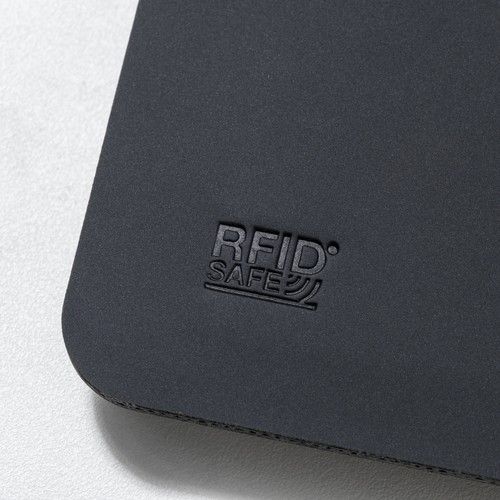 Anti-RFID card holder made of soft PU. With six card compartments and RFID logo Anti-RFID card holder made of soft PU. With six card compartments and RFID logo