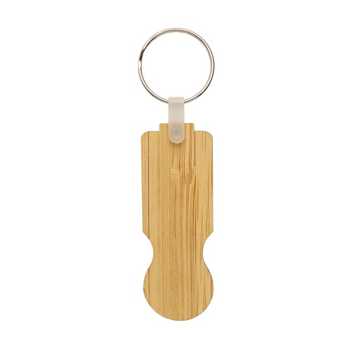 Jeton de caddie en bambou avec porte-clés - 4
