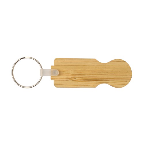 Jeton de caddie en bambou avec porte-clés - 4