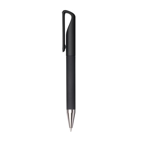 Stylo à bille en plastique caoutchouté. Clip adapté à l'impression laser ton sur ton - 2