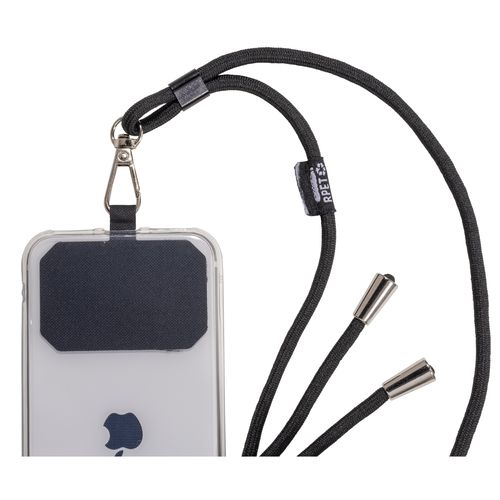 Cordon pour badge/téléphone portable en RPET avec étiquette à personnaliser - 4