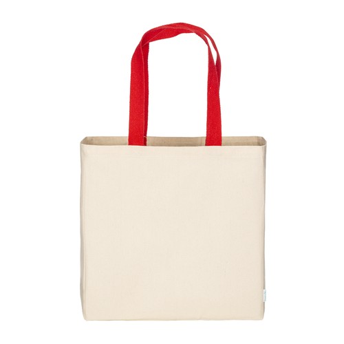 Sac à provisions maxi en coton recyclé de 280 g/m2 naturel avec poignées colorées - 2