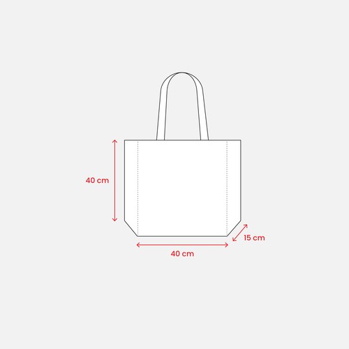 Sac à provisions maxi en coton recyclé de 280 g/m2 naturel avec poignées colorées - 3