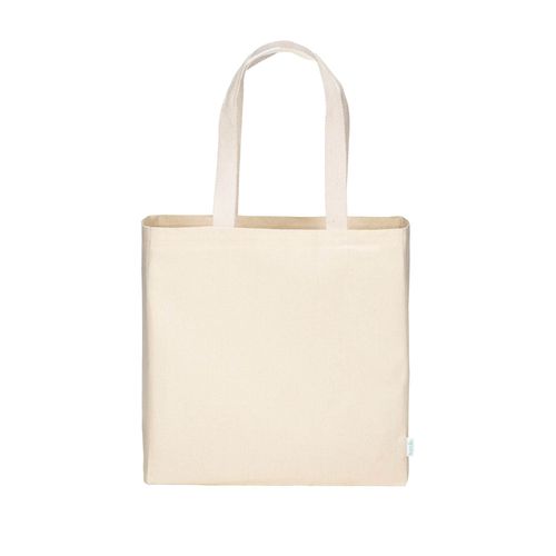Sac à provisions maxi en coton recyclé de 280 g/m2 naturel avec poignées colorées - 2