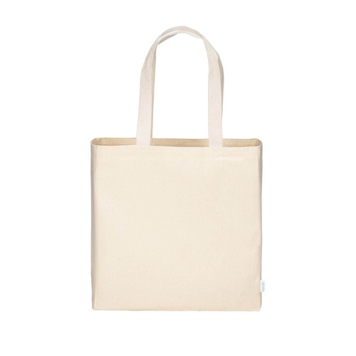 Sac à provisions maxi en coton recyclé de 280 g/m2 naturel avec poignées colorées - 2