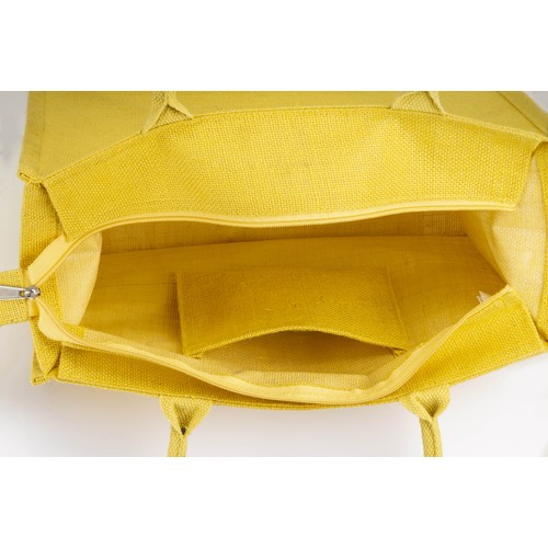Sac en jute avec poignées en coton. Fermeture à glissière - 3