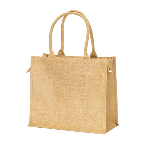 Sac en jute avec poignées en coton. Fermeture à glissière - 1