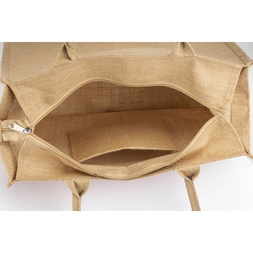 Sac en jute avec poignées en coton. Fermeture à glissière - 3