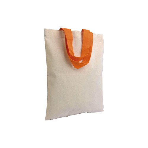 MINI BOLSA SHOPPER DE ALGODÓN NATURAL RECICLADO DE 140 G/M2 CON ASAS DE COLORES