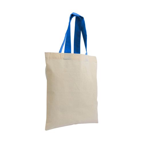 Mini sac à provisions en coton naturel recyclé de 140 g/m2 avec poignées colorées - 3