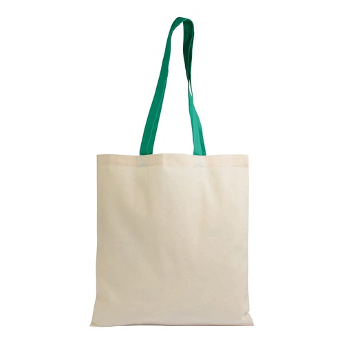 Sac de shopping en coton naturel recyclé de 140 g/m2 avec poignées colorées - 2