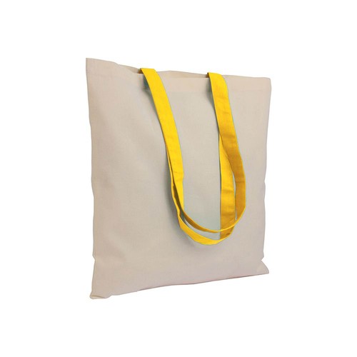 Sac de shopping en coton naturel recyclé de 140 g/m2 avec poignées colorées - 1