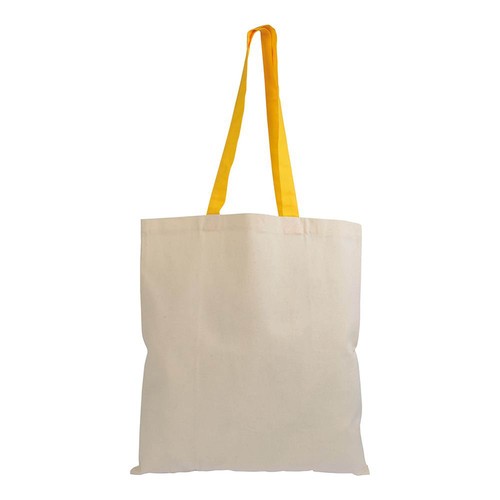 Sac de shopping en coton naturel recyclé de 140 g/m2 avec poignées colorées - 2