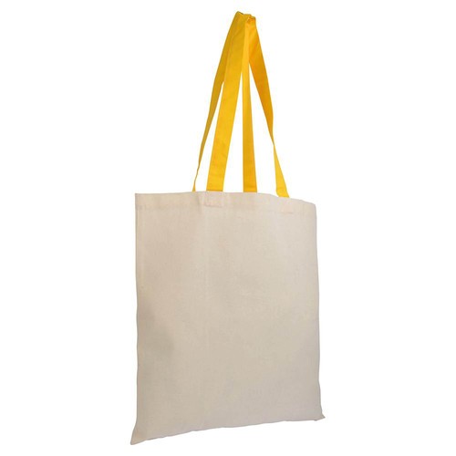Sac de shopping en coton naturel recyclé de 140 g/m2 avec poignées colorées - 3