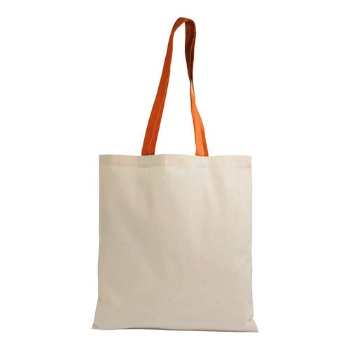 Sac de shopping en coton naturel recyclé de 140 g/m2 avec poignées colorées - 2