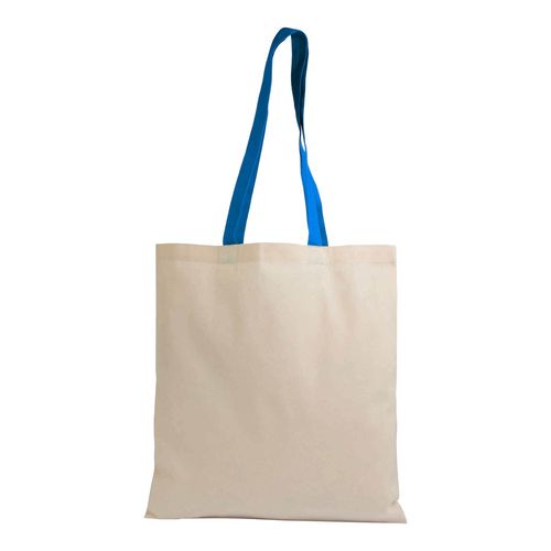 Sac de shopping en coton naturel recyclé de 140 g/m2 avec poignées colorées - 2