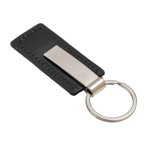 Porte-clés en PU avec plaque métallique chromée - 1