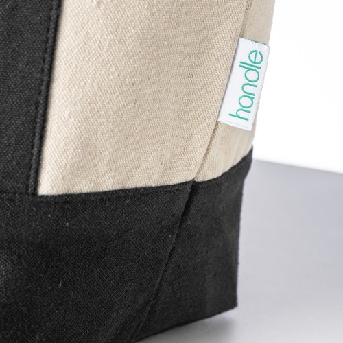 Mini sac à provisions en coton recyclé 340 g/m2 avec poignées et fond colorés. GRS - 6