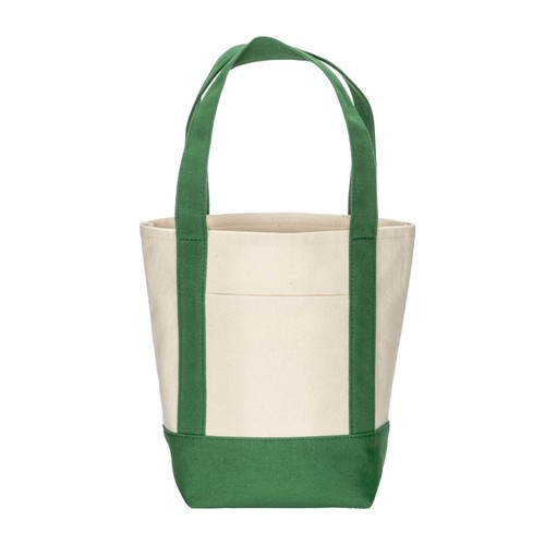 Mini sac à provisions en coton recyclé 340 g/m2 avec poignées et fond colorés. GRS - 3