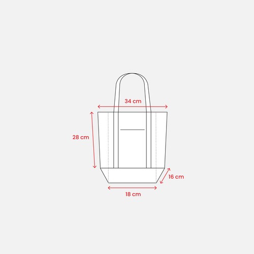 Mini sac à provisions en coton recyclé 340 g/m2 avec poignées et fond colorés. GRS - 7