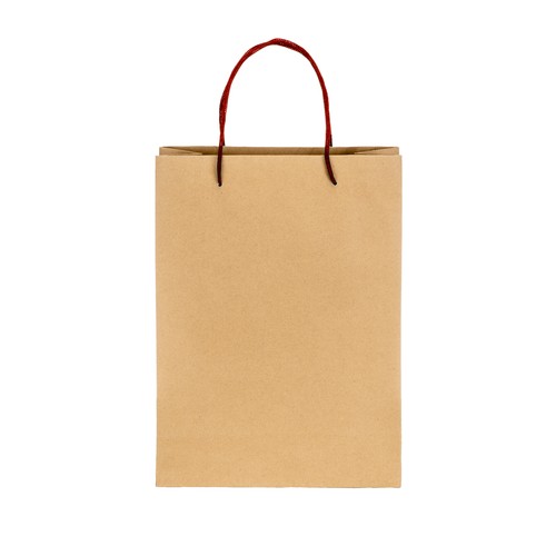 Sac en papier recyclé naturel de 150 g/m2 avec soufflet et poignées courtes colorées - 2