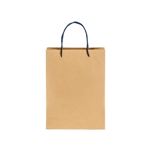 Sac en papier recyclé naturel de 150 g/m2 avec soufflet et poignées courtes colorées - 2