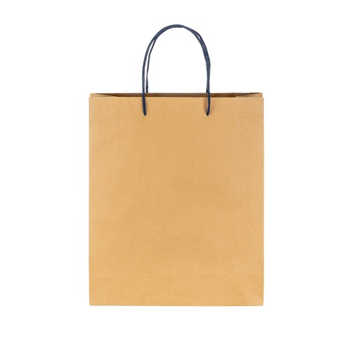 Sac en papier recyclé naturel de 150 g/m2 avec soufflet et poignées courtes colorées - 2