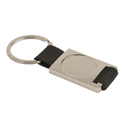 Porte-clés en metal et nylon. Centre à personnaliser avec logo en résin - 1