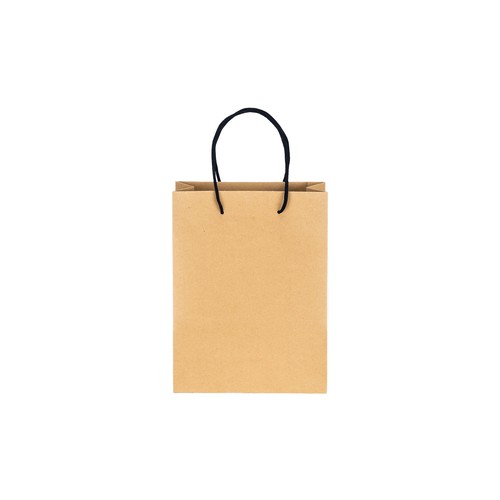 Sac en papier recyclé naturel de 150 g/m2 avec soufflet et poignées courtes colorées - 2