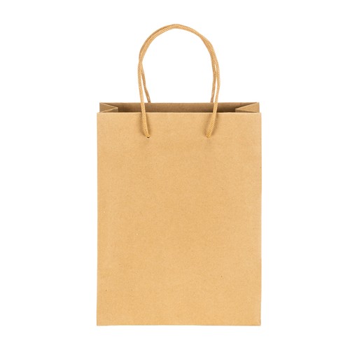 Sac en papier recyclé naturel de 150 g/m2 avec soufflet et poignées courtes colorées - 2