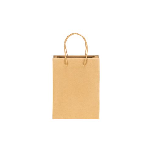Sac en papier recyclé naturel de 150 g/m2 avec soufflet et poignées courtes colorées - 2