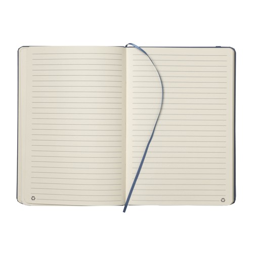 Notebook with cover made from fruit scraps and elastic closing band Notebook with cover made from fruit scraps and elastic closing band