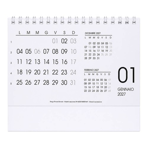 2027 Monthly Desk Calendar, 13 sheets on white or black cardstock, spiral bound