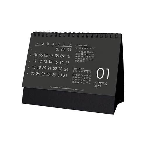 Calendrier de bureau mensuel 2027, 13 feuilles en carton blanc ou noir, reliure spirale - 2